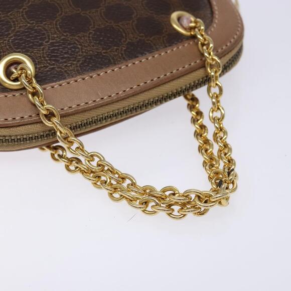 CELINE Macadam Canvas Chain Mini Hand Bag Pvc Leather Brown Gold - Picture 7 of 12